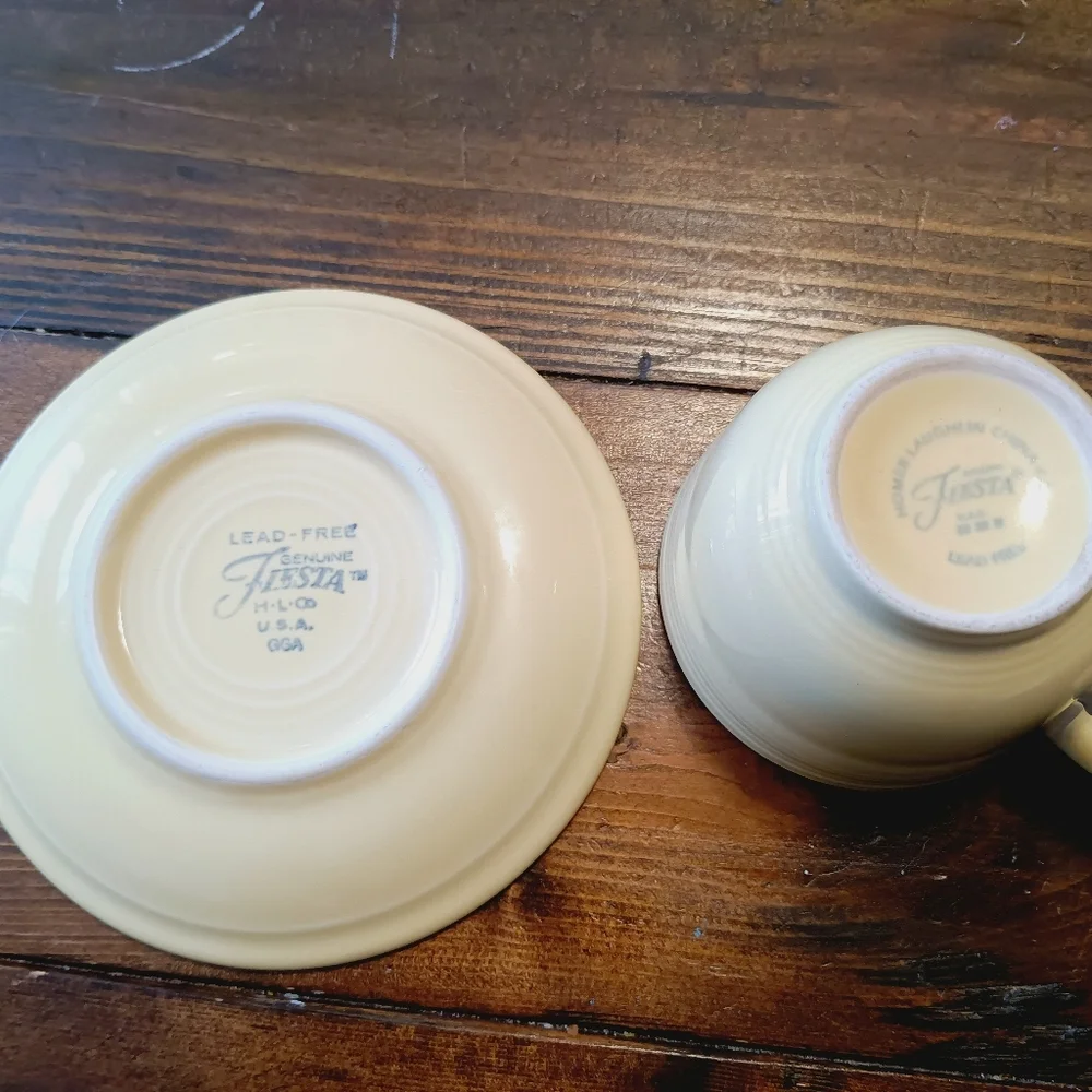 Homer Laughlin Fiestaware lead free USA MADE‎ teacup & saucer Yellow